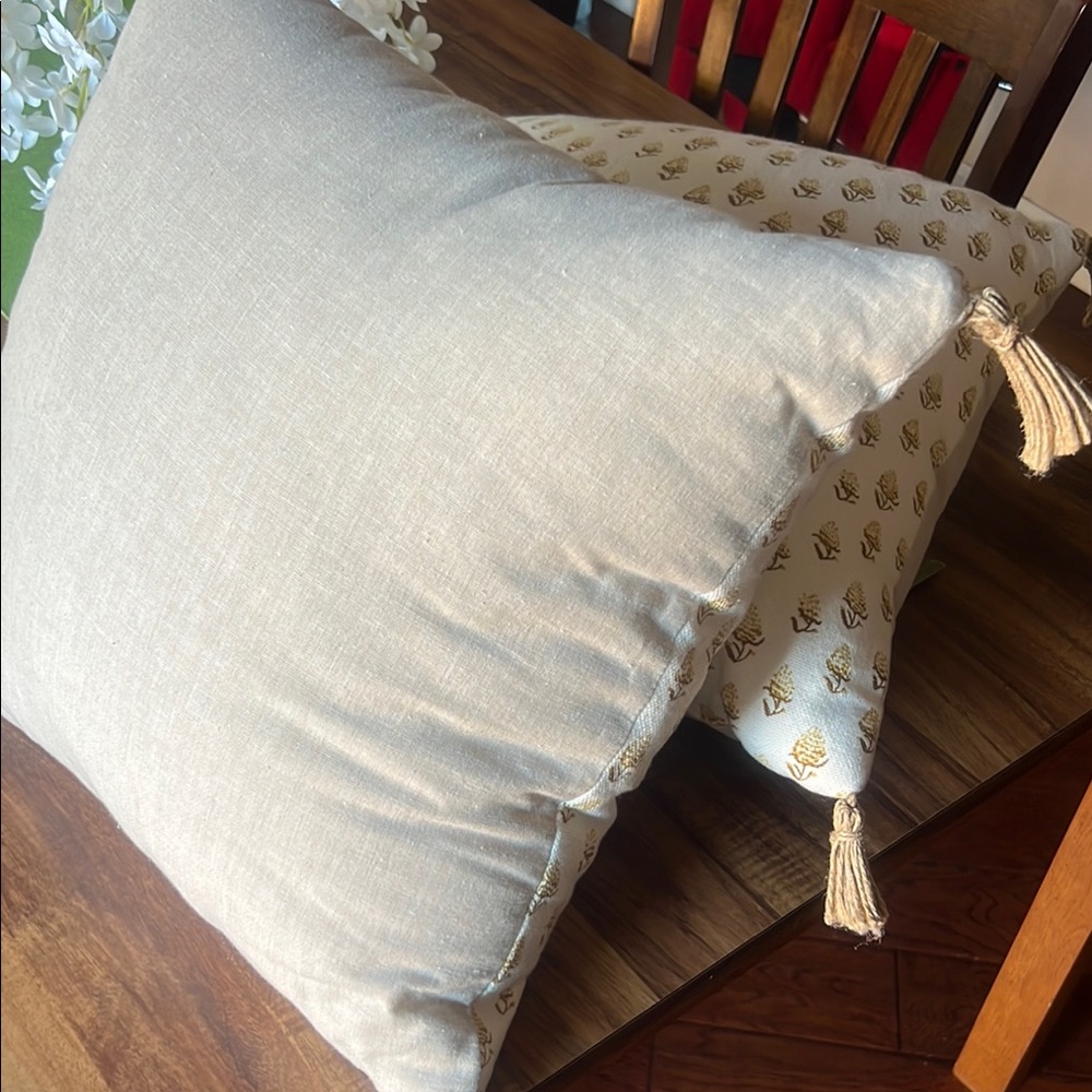 Cream and Gold Patterned Throw Pillows - Picture 3 of 6